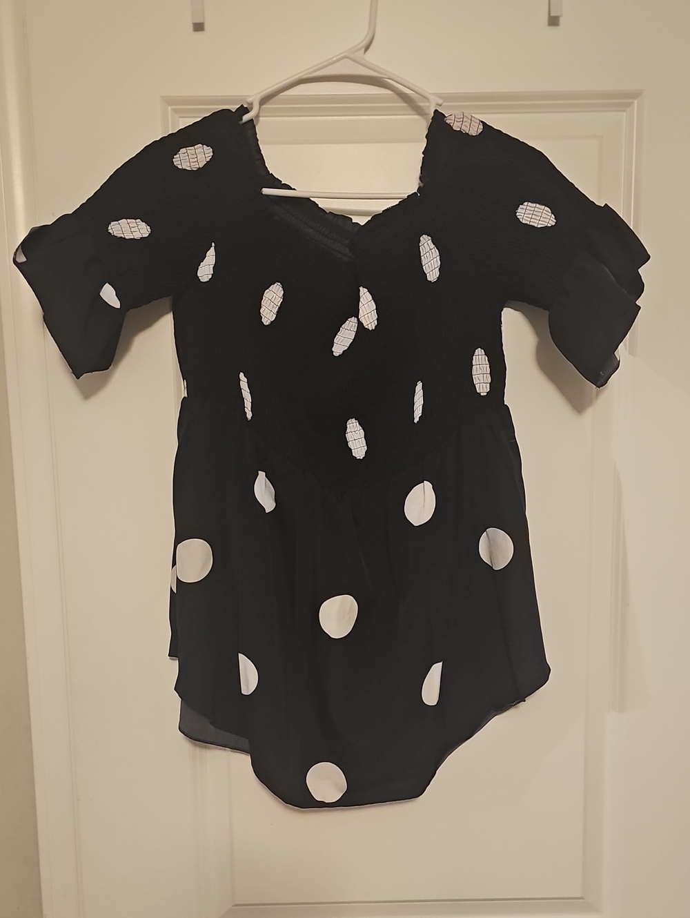 Black & White Polka Dot Peplum Top - Women